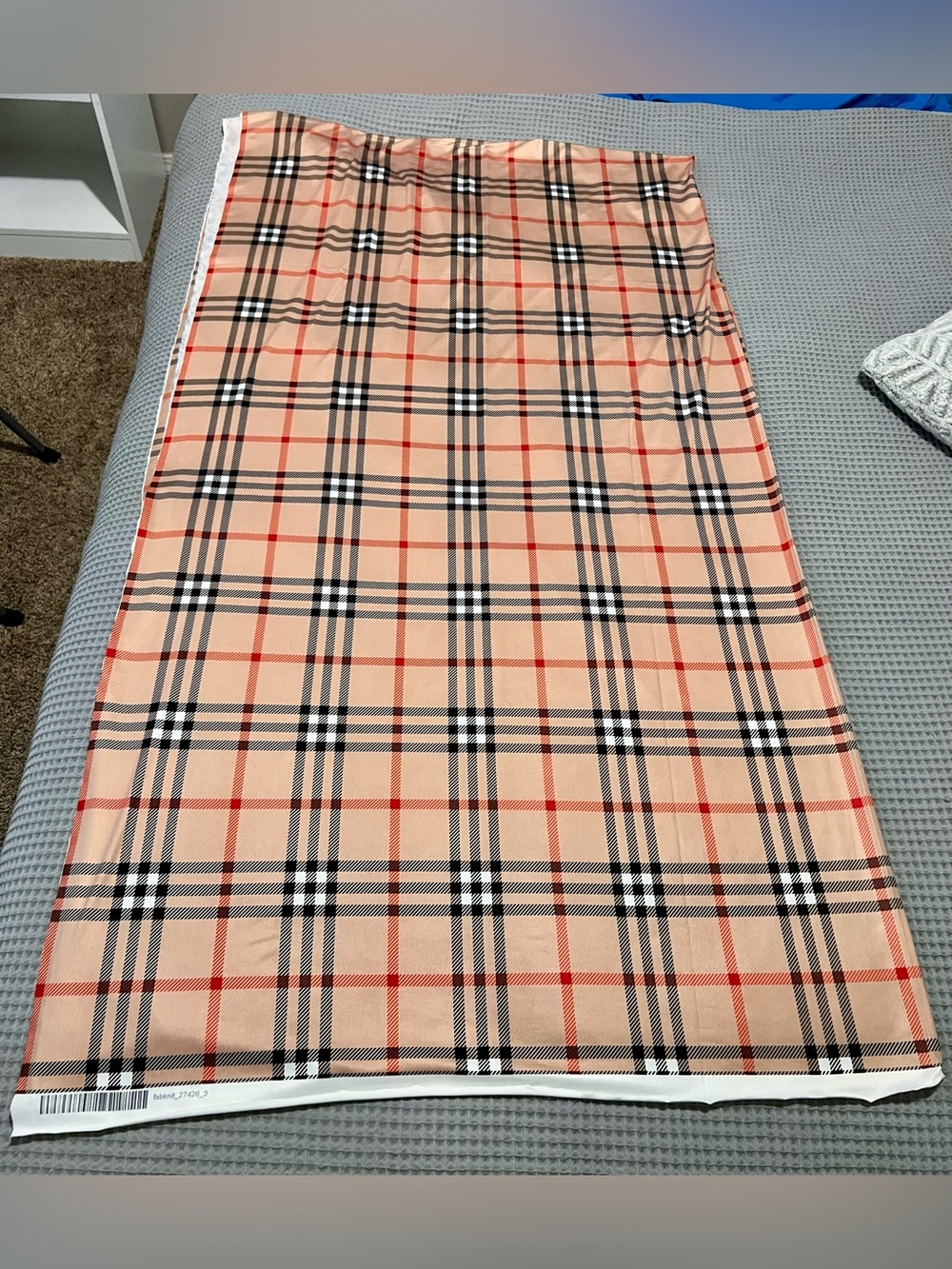 Tan Plaid Knit Fabric